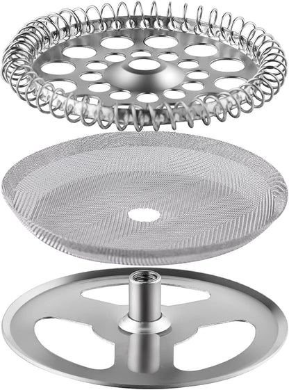 2.6 Inch Filter Parts for 12 oz French Press 3 Pieces Stainless Steel Set Containing Spiral Disk, Small Little Coffee Press Mesh Screen for Sivaphe 350ml Coffee Maker