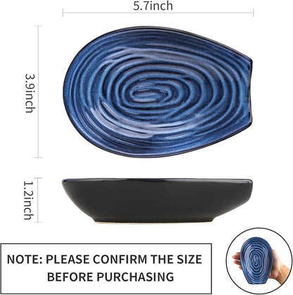 Hasense Spoon Rest for Stove Top, Stable Heat-resistant Spoon Holder for Home Coffee Bar Cooking, Ladle Holder for Countertop and Kitchen Gadget, Blue Utensil Rest for Spatula Ladles Tongs, 2 PCS