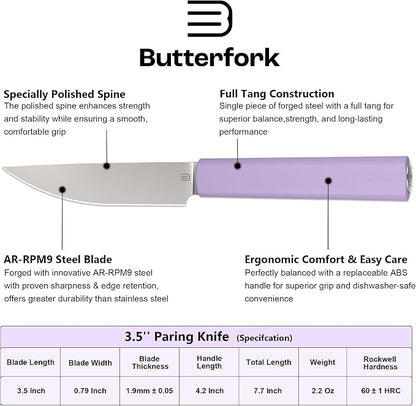 3.5 Inch Paring Knife, AR-RPM9 Steel Fruit Vegetable Knife with Ergonomic ABS Handle Oak Sheath, Ultra Sharp Kitchen Knife for Peeling Coring Cutting, Gift for Home Chefs