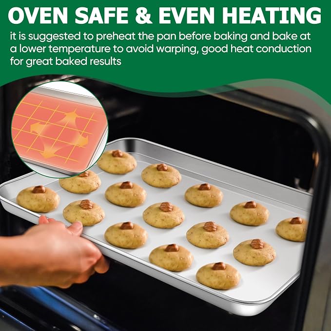 TeamFar Stainless Steel Baking Sheet with Rack Set, 10.5/12.5/16 Inch Baking Pan with Wire Rack & Silicone Baking Mat for Oven Baking, Cookies Sheets Set of 9 (3 Sheets + 3 Racks + 3 Mats), Easy Clean