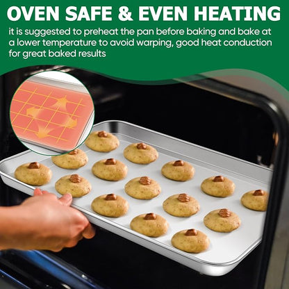 TeamFar Stainless Steel Baking Sheet with Rack Set, 10.5/12.5/16 Inch Baking Pan with Wire Rack & Silicone Baking Mat for Oven Baking, Cookies Sheets Set of 9 (3 Sheets + 3 Racks + 3 Mats), Easy Clean