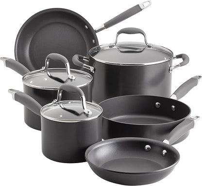 Anolon Advanced Home Hard Anodized Nonstick Cookware Set, Pots and Pans Set, 9-Piece, Moonstone