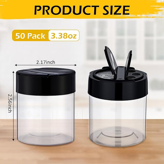 50 Pack 4 oz Spice Jars Plastic Clear Empty Bottles with Shaker Lids Bulk Reusable Seasoning Containers for Herbs Spices Powders Glitter