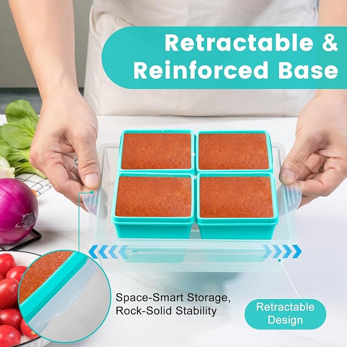 Gemice BPA-Free Silicone Freezer Molds with Base, Individual 8-Pack 1-Cup Portion Soup Cubes Freezer Tray with Lids for Food Storage, Oven & Dishwasher Safe, Silicone Freezer Containers for Meal Prep