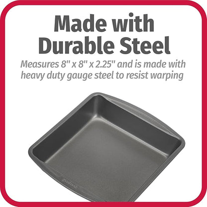 GoodCook Everyday Nonstick Steel Square Pan, 8", Gray (Pack of 2)