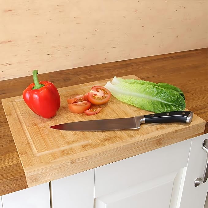Premium Bamboo Cutting Board with Juice Groove - Extra Large 22x15 Inch Chopping Block for Kitchen - Natural Wood Cutting Surface for Meat, Vegetables and Food Preparation