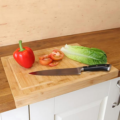 Premium Bamboo Cutting Board with Juice Groove - Extra Large 22x15 Inch Chopping Block for Kitchen - Natural Wood Cutting Surface for Meat, Vegetables and Food Preparation