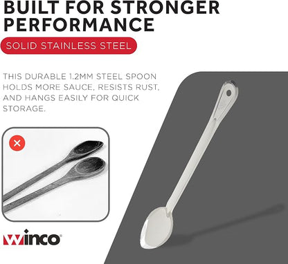 Winco Stainless Steel Basting Spoon, Solid, 15", 1.2mm