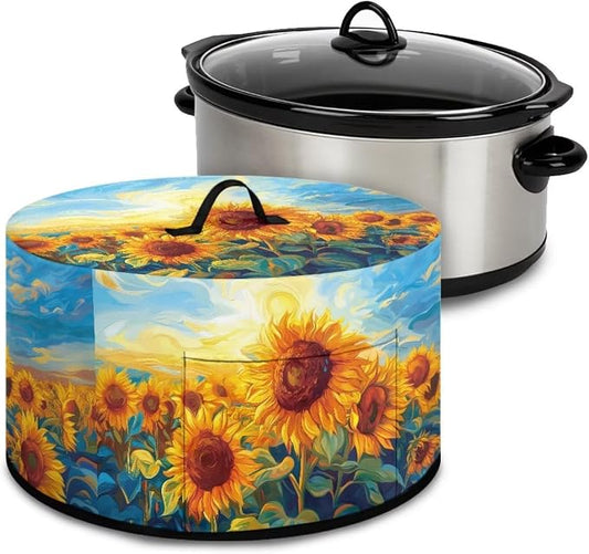 Retro Sunflower Slow Cooker Dust Cover 6-8 qt Crock for Pot Keep Small Kitchen Appliance Clean Kitchen Home Accessories Decor Cover