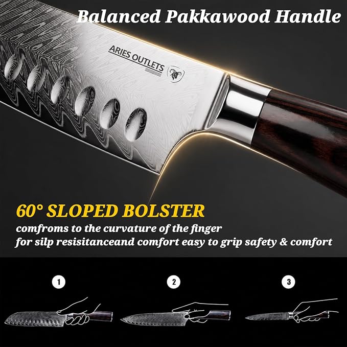 VG10 Damascus Kitchen Knife Set 3PCS, Japanese Chef Knife Set, 67-Layer Forged High Carbon Steel Cooking Knives with Pakkawood Handle Gift Box