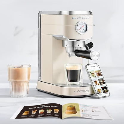 CASABREWS CM5418 Espresso Machine 20 Bar, Small Espresso Maker with Milk Frother Steam Wand, Stainless Steel Espresso Coffee Machine with 34oz Removable Water Tank, Cafetera Espresso, Creamy