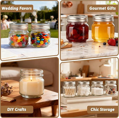 STARSIDE 8 oz Glass Mason Jars with Airtight Lids and Bands,30 Pack with Labels &Tags, Half Pint Canning Jars for Honey, Jam, Candies, Jelly, Spice, DIY Crafts & Wedding Favors