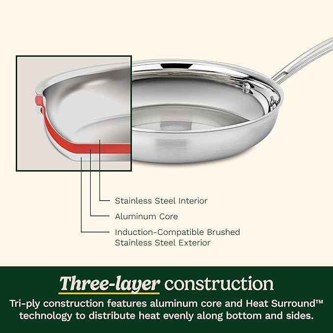 Cuisinart 12-Piece Cookware Set, MultiClad Pro Triple-Ply Stainless Steel Cookware Set, Heat Surround Technology, Cool Grip Stick Handles, Oven Safe up to 500F, MCPS-15N, Silver