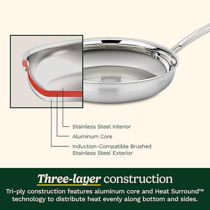 Cuisinart 12-Piece Cookware Set, MultiClad Pro Triple-Ply Stainless Steel Cookware Set, Heat Surround Technology, Cool Grip Stick Handles, Oven Safe up to 500F, MCPS-15N, Silver