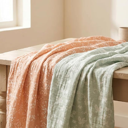 4-Pack Muslin Swaddle Blankets for Newborns | 100% Cotton Breathable Soft Muslin, Large 31.5"x43.3" | Multi-Use Stroller Sunshade Nursing Cover & Receiving Blanket, Neutral Rabbits