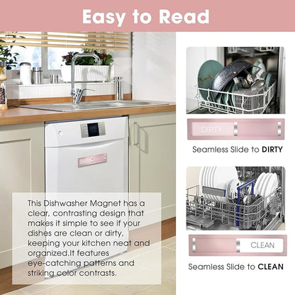 Clean Dirty Magnet for Dishwasher – 304 Stainless Steel Rose Gold, Kitchen Decor and Accessories, Elegant Housewarming Gift (S102)