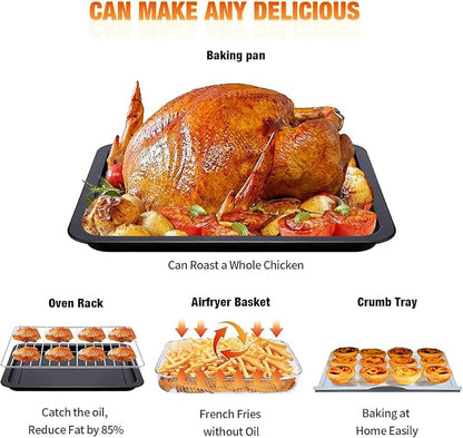 Geek Chef 26 QT Air Fryer Oven, Big Air Fryer, Toast Oven with Bake, Roast, Pizza, Easy to Use & Clean, Stainless Steel