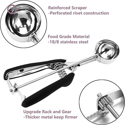 18/8 Stainless Steel Cookie Scoop - 0.8Tbsp/2.5tsp/12.5ml/0.5oz Dough Scoop with Trigger Release