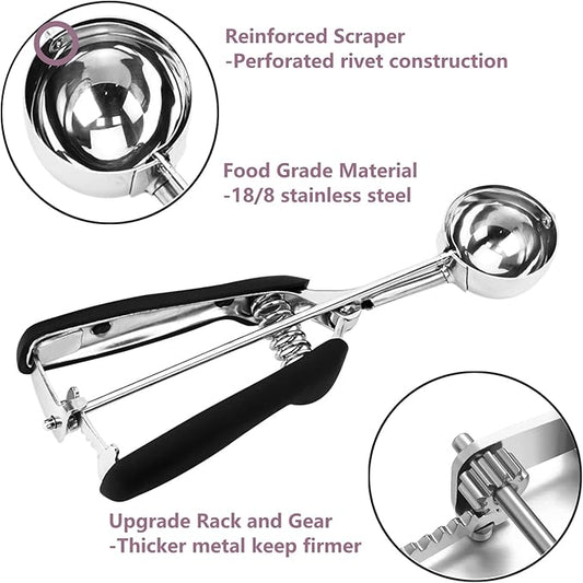 18/8 Stainless Steel Cookie Scoop - 0.8Tbsp/2.5tsp/12.5ml/0.5oz Dough Scoop with Trigger Release