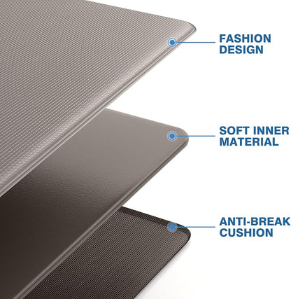 StepRite Kitchen Mats, 2PCS Kitchen Rugs, Cushioned Anti Fatigue Kitchen Mats for Floor, Non-Slip Standing Desk Mat, Waterproof Kitchen Rug Set for Kitchen, Floor, Office, 17.3"x30"+17.3"x47", Khaki