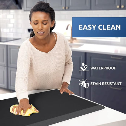 KitchenClouds Kitchen Mat Cushioned Anti Fatigue Kitchen Rug 17.3"x39" Water Resistant Non Slip Kitchen Rugs and Mats Standing Desk Mat Comfort Floor Mats for Kitchen House Sink Office (Black)