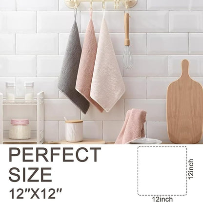 K&janet6am Dish Cloths for Washing Dishes, 12 Pack Kitchen Dish Cloths, Super Absorbent Microfiber Cleaning Cloth, Premium Waffle Dish Towels for Kitchen, 12x12 Inches