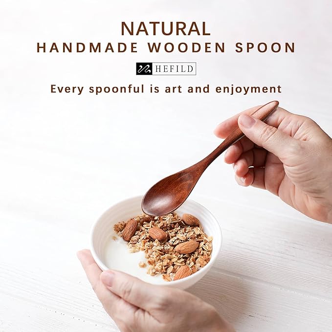 4 PCS Small Wooden Spoons, 5.8 Inch Honey Spoons for Tea, Hardwood Wooden Honey Teaspoon for Coffee, Little Tiny Wood Spoons, Bamboo Table Spoon for stirring, Wooden Spoons for Utensils Set