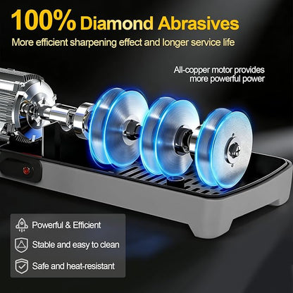 Electric Knife Sharpener for Kitchen – Professional 3-Stage 100% Diamond System with 20° Precision Angle, Fast Sharpening to Restore & Polish Chef Knives (Silver)