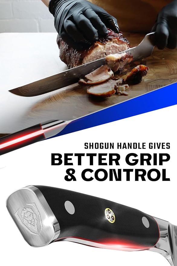 Dalstrong Slicing & Carving Knife - Offset Blade - 12 inch - Shogun Series ELITE - Japanese AUS-10V Super Steel Kitchen Knife - Damascus - Vacuum Treated - Sheath - Bread Knife, Ham Slicer