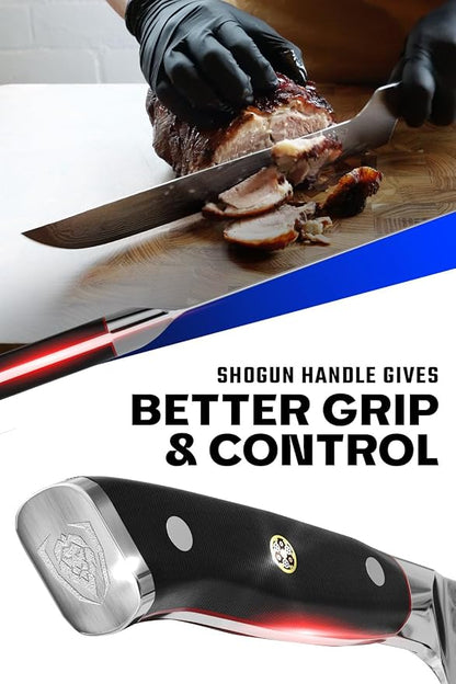 Dalstrong Slicing & Carving Knife - Offset Blade - 12 inch - Shogun Series ELITE - Japanese AUS-10V Super Steel Kitchen Knife - Damascus - Vacuum Treated - Sheath - Bread Knife, Ham Slicer