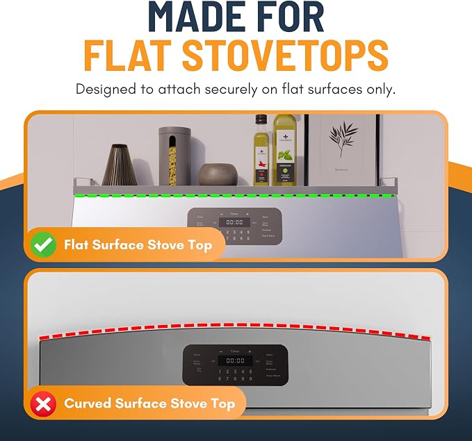 Extendable Steel Over the Stove Shelf for Back of Stove (16 to 30 Inches) Magnetic Stove Top Shelf for Kitchen Stove, Over Stove Shelf for Back of Stove - Over the Stove Spice Rack Shelf (Grey)