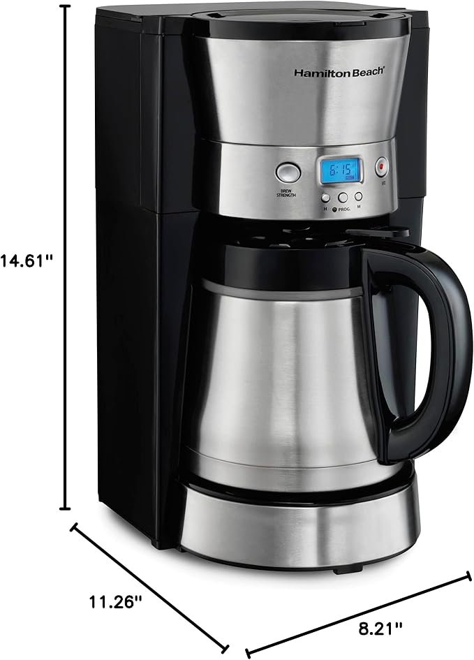 Hamilton Beach Programmable Coffee Maker with 10 Cup Thermal Carafe, 3 Brewing Options, Auto Shutoff & Pause and Pour, Stainless Steel (46899R)