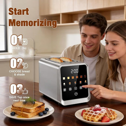 2 Slice Toaster, Smart Digital Touchscreen with Memory Function, 1.5" Extra-Wide Slots, 5 Bread Types & 6 Browning Settings, 900W for Fast Toasting, Defrost & Reheat Modes