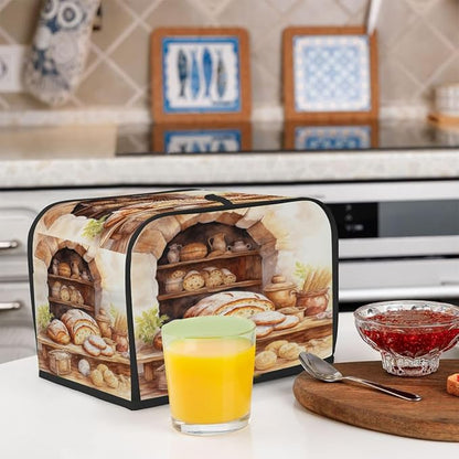Toaster Cover 4 Slice Wide Slot Bread VintageBread Toaster Oven Dustproof Cover Small Appliance Kitchen Covers Dust and Fingerprint Protection for Women Gift 4 Slice