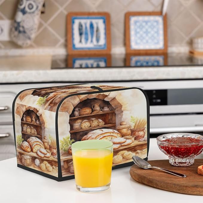 Toaster Cover 2 Slice Wide Slot Bread VintageBread Toaster Oven Dustproof Cover Small Appliance Kitchen Covers Dust and Fingerprint Protection for Women Gift 2 Slice