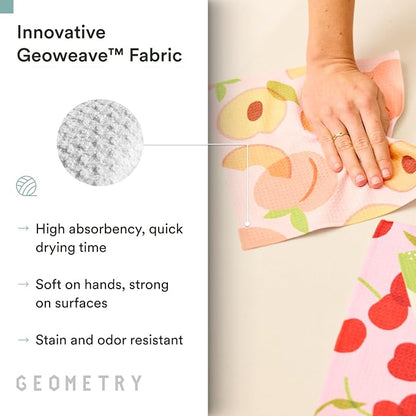GEOMETRY Kitchen Dish Cloths - Spring & Summer Collection - Premium Dishcloths with Geoweave - Absorbent & Fast Drying Kitchen Towels - Sweet Spring, 10" x 10" - 3-Pieces