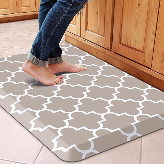 WISELIFE Anti Fatigue Floor Mat - 4/5 Inch Thick Kitchen Mat Non Slip Waterproof Heavy Duty Ergonomic Comfort Mat Durable for Home, Office, Sink, Laundry,(20" x 32", Khaki)