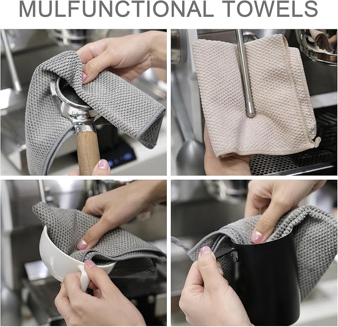 6Pack Barista Towels, Barista Microfiber Cloths, Coffee Cleaning Accessories for Espresso Machine, Steam Wand, Countertop,12”x12”