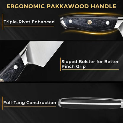 DiiHAUZZ Chef Knife, 8 Inch Ultra Sharp Kitchen Knife, Professional High Carbon Steel Chefs Knife with Full-Tang Ergonomic Handle for Kitchen, Gift Box for Fathers Day Gift