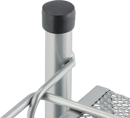 Relaxdays Spice Rack, 2 Levels, Table Kitchen & Bathroom, Make-Up, Perfume, Metal Shelf, 44.5x48x27cm, Silver, Steel, 44.5 x 48 x 27 cm