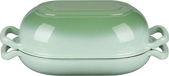 VORRINGARD Enameled Cast Iron Sourdough Bread Oven, Dutch Oven, Loaf Cast Iron Bread Pan for Homemade Bread Baking, Meatloaf Pan with Lid, 5QT, Green