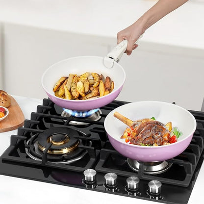 SODAY 15Pcs Pots and Pans Set Non Stick, Cookware Sets with Detachable Handle, Nonstick RV Kitchen Cooking Tools Removable Handles, Oven Safe, Induction Fast, Stackable Induction Cookware,Black
