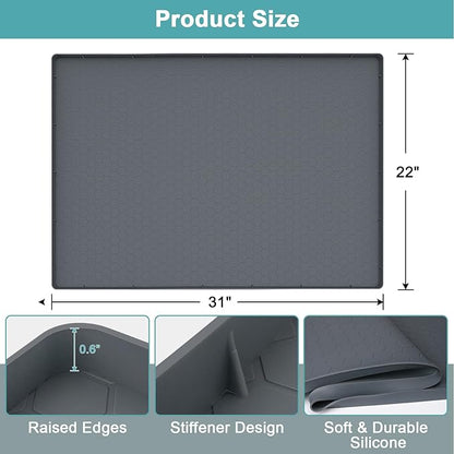 Under Sink Mats for Kitchen Waterproof 31" x 22", Silicone Under Kitchen Sink Mats and Protectors, Under The Sink Organizer for Kitchen and Bathroom Gray