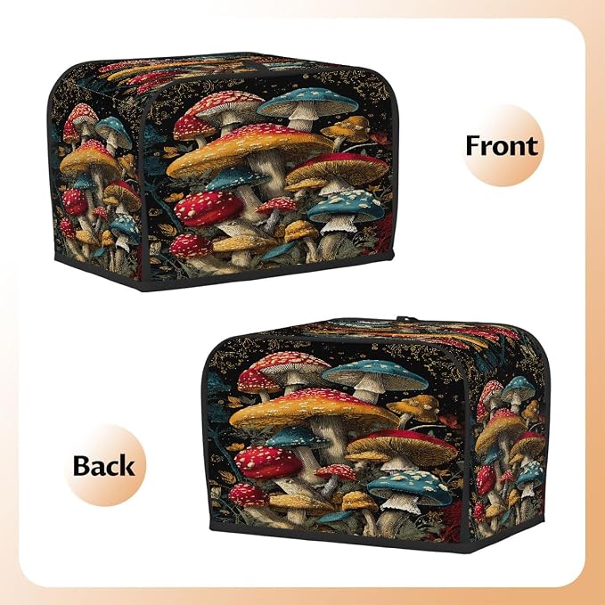 4 Slice Psychedelic Mushroom Color Toaster Cover Waterproof Dust Fingerprint Bread Machine Cover Washable Kitchen Appliance Protector For Home Kitchen Bakeware Table Decor Women Gifts