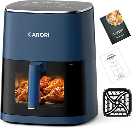 CARORI 6 Qt Air Fryer with Viewing Window, 12 Presets, 1700W, 400°F Max, Large Nonstick Dishwasher-Safe Basket, Bake, Roast, Reheat, Dehydrate, Blue
