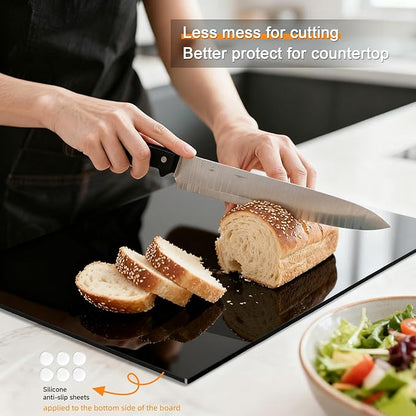 Black Cutting Boards for Kitchen, Large Acrylic Cutting Board with Counter Lip Countertop Protector, Non-Slip Tablas Para Picar Cocina, Kitchen Decor Apartment Essentials House Warming Gifts(24"x18")