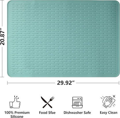 Stove Top Cover for Electric Stove- Range Covers for Electric Stove,Silicone XXL Dish Drying Mat, Glass Cooktop Covers, Flat RV Range top Mats (Aqua, 30"x21")