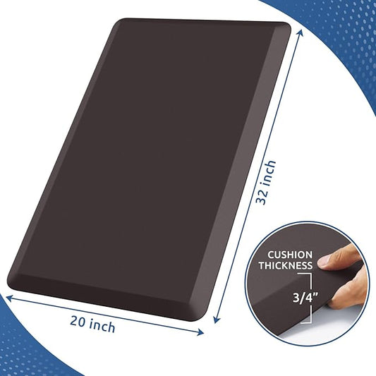 KitchenClouds Kitchen Mat Cushioned Anti Fatigue Rug 20"x32" Water Resistant, Non Slip, Standing and Comfort Desk/Floor Mats for House Sink Office (Chocolate)