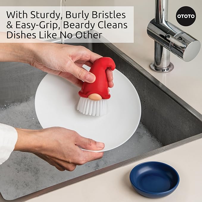 New! Beardy Gnome Dish Brush by Ototo - Dish Scrub Brush, Gnomes, Quirky Gifts, Dish Brush, Cute Kitchen Accessories, Funny Kitchen Gadgets, Vegetable Brush, Cute and Useful Gifts for Women