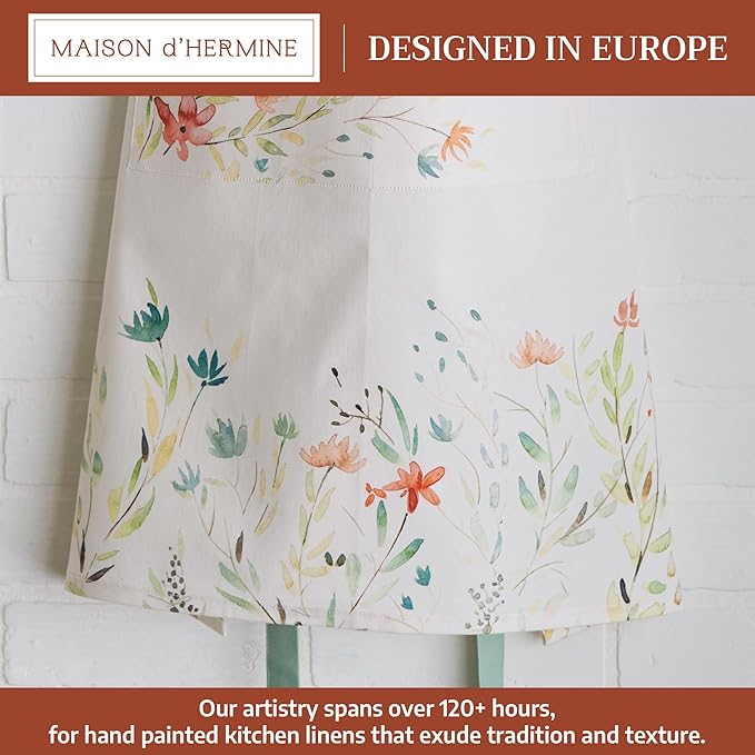 Maison d' Hermine 100% Cotton Apron for women with Pocket Kitchen Chef Apron for Men Cooking Spring Summer